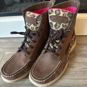 Sperry Brown Leopard High-Top Boots